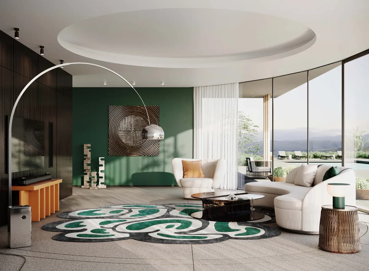 Biomorph Green Modern Rug di Natalia Enze, un’altra vista