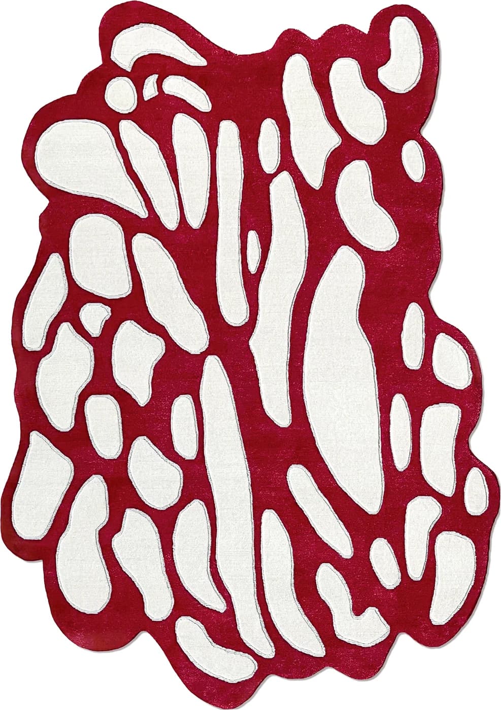 Biomorph red modern rug by Natalia Enze