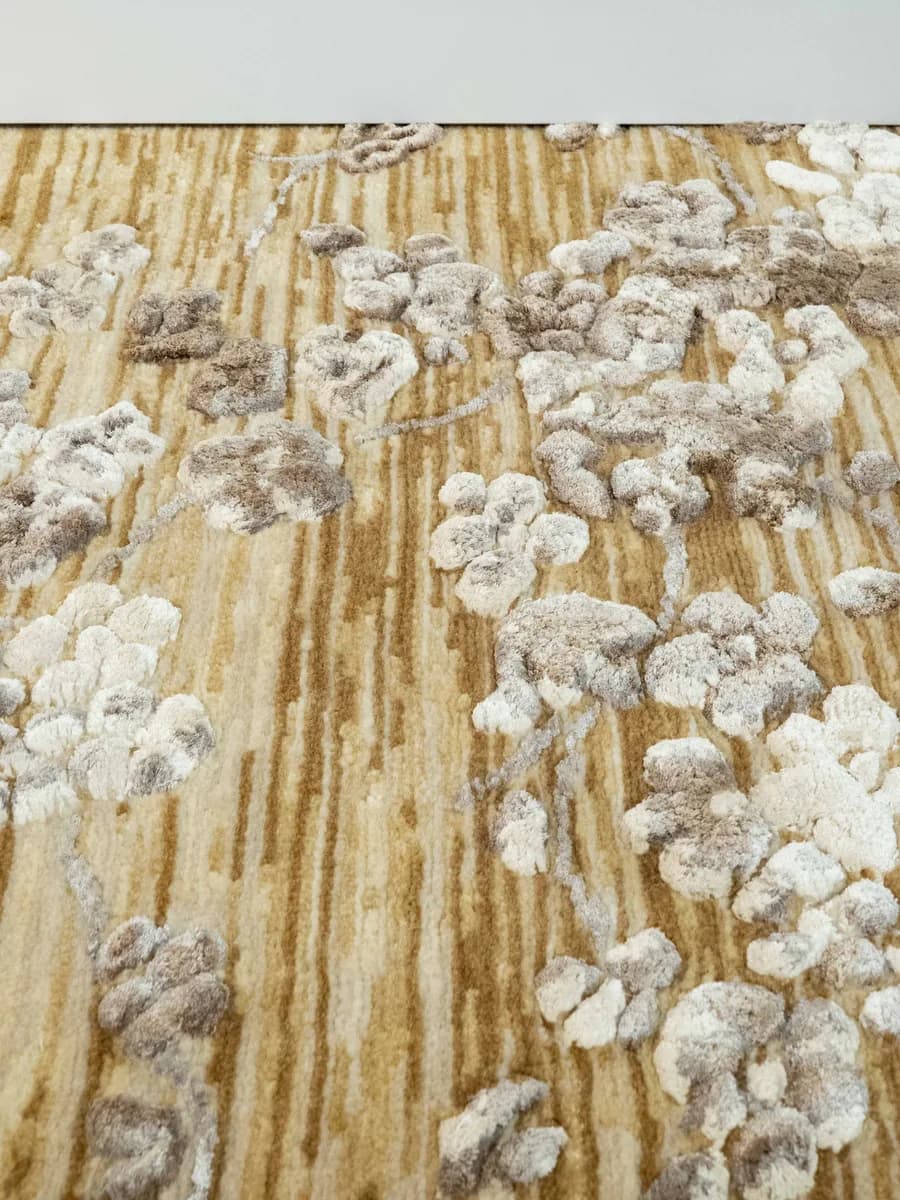Blossom gold floral modern rug by Natalia Enze, another view