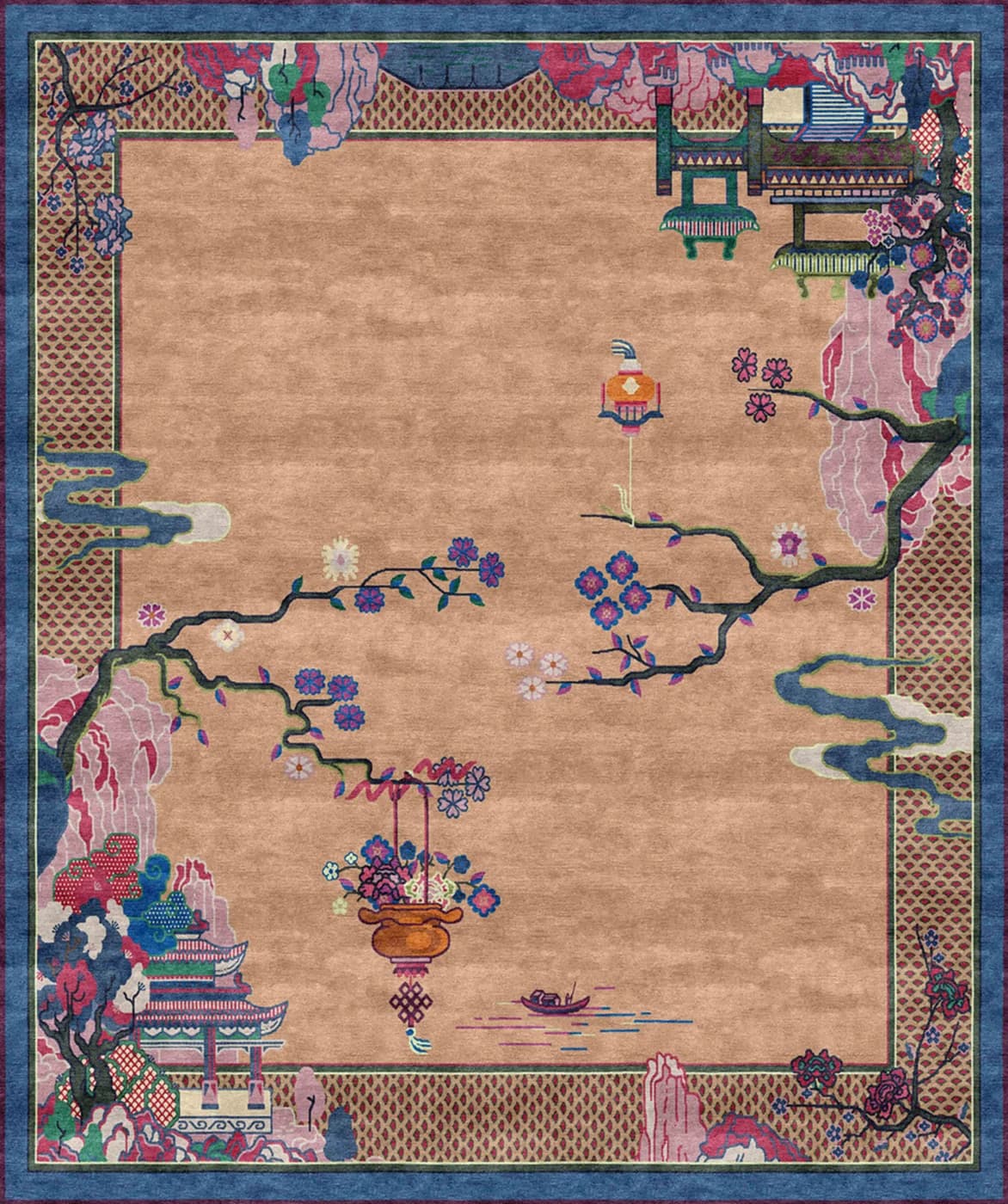Jade Garden Brown Oriental Rug di Natalia Enze