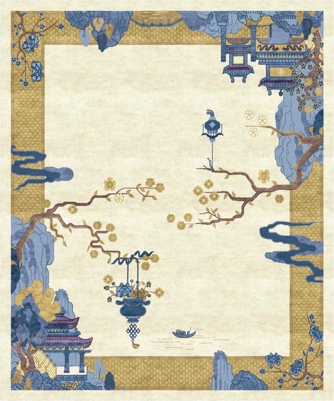 Jade Garden Yellow Oriental Rug by Natalia Enze