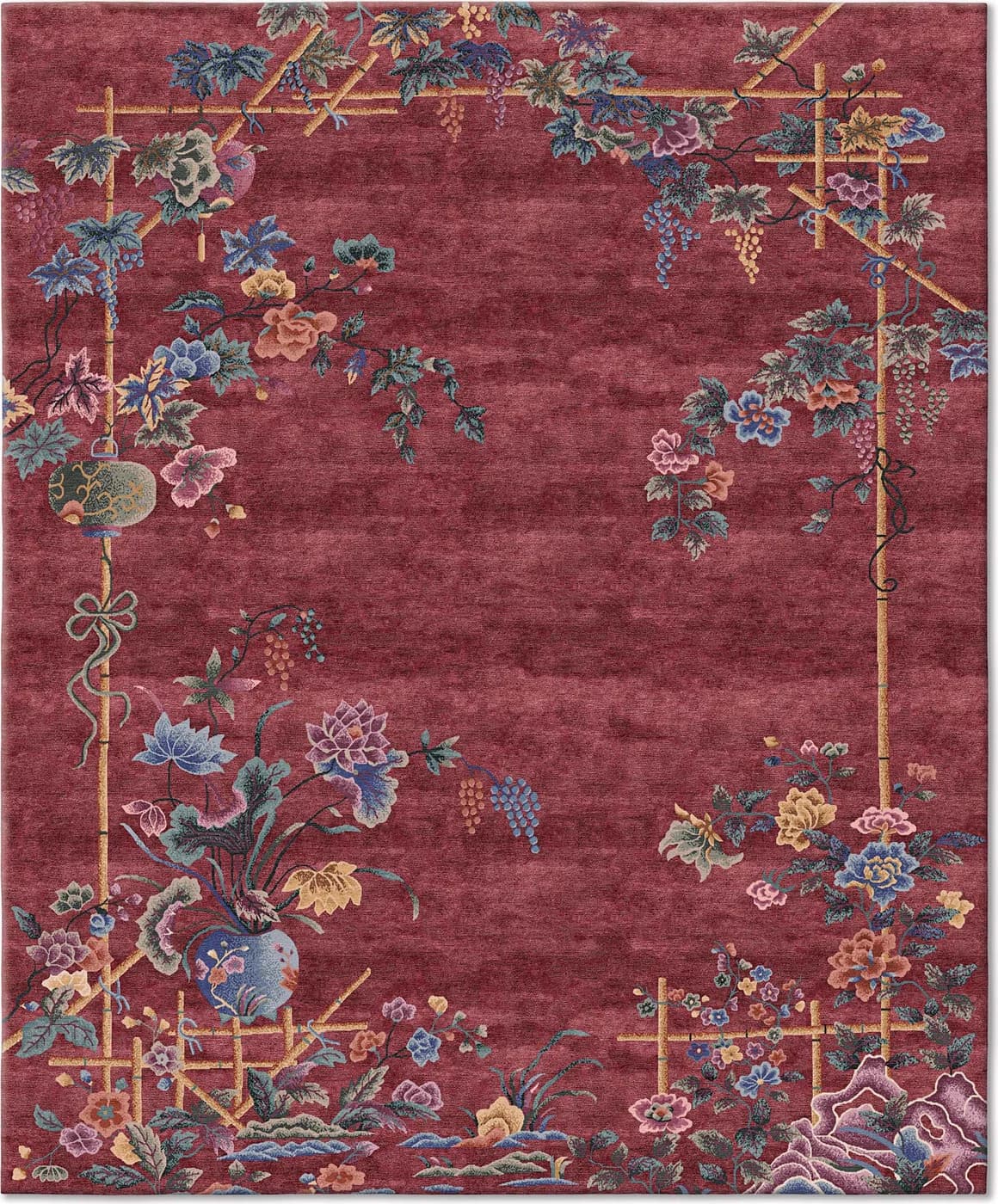 Silen Garden Red Oriental Rug di Natalia Enze