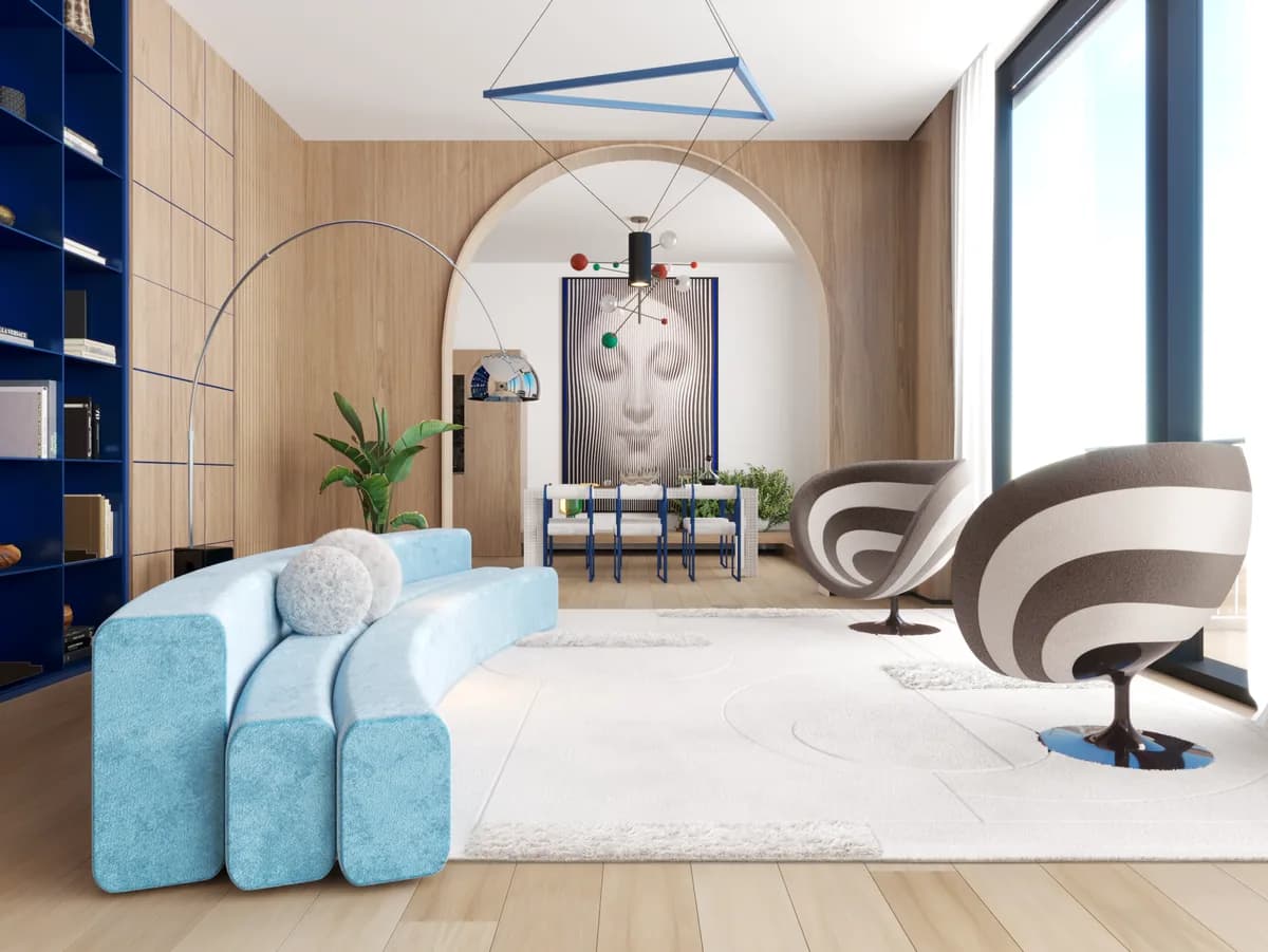 Structure VII white modern rug di Natalia Enze, un’altra vista