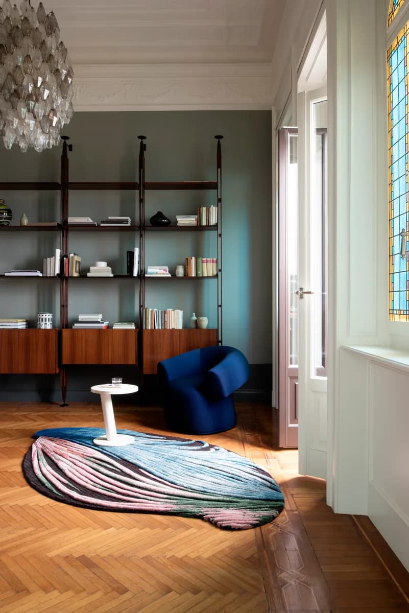 TRACE blue pink modern rug di Natalia Enze, un’altra vista