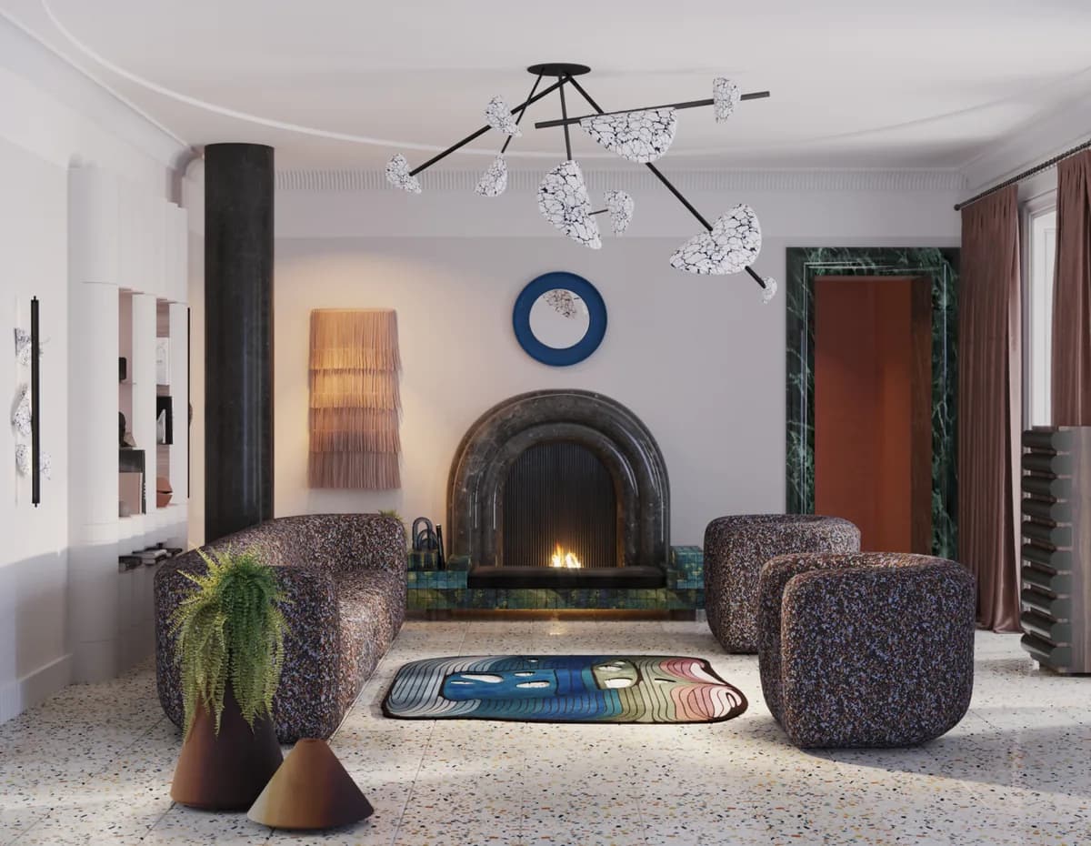 VEIL Blue Modern Rug di Natalia Enze, un’altra vista