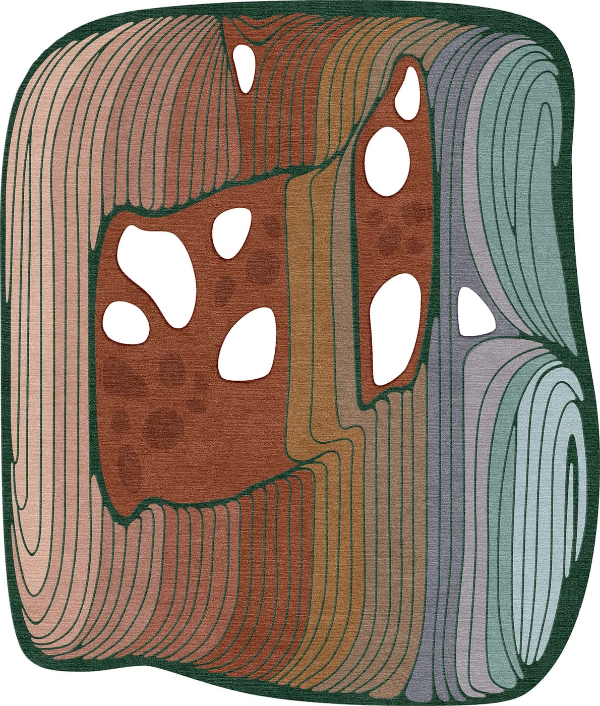 VEIL Green Modern Rug di Natalia Enze